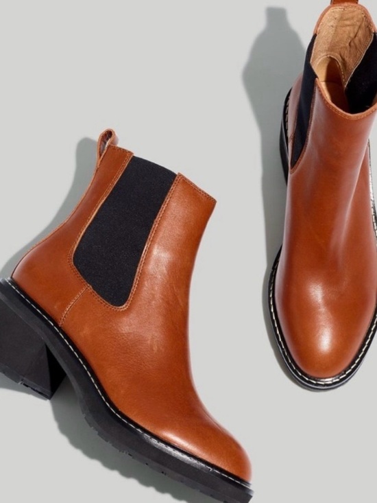 Madewell Shoes - Madewell Chestnut Leather Chelsea Boots with Black Elastic